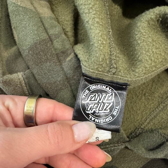 Vintage Y2K Santa Cruz Camo Surf Classic Dot Pullover Hoodie Sweatshirt Small - Picture 3 of 5